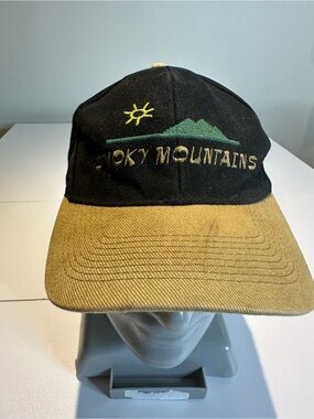 Smoky Mountains Embroidered Black & Tan Baseball Cap